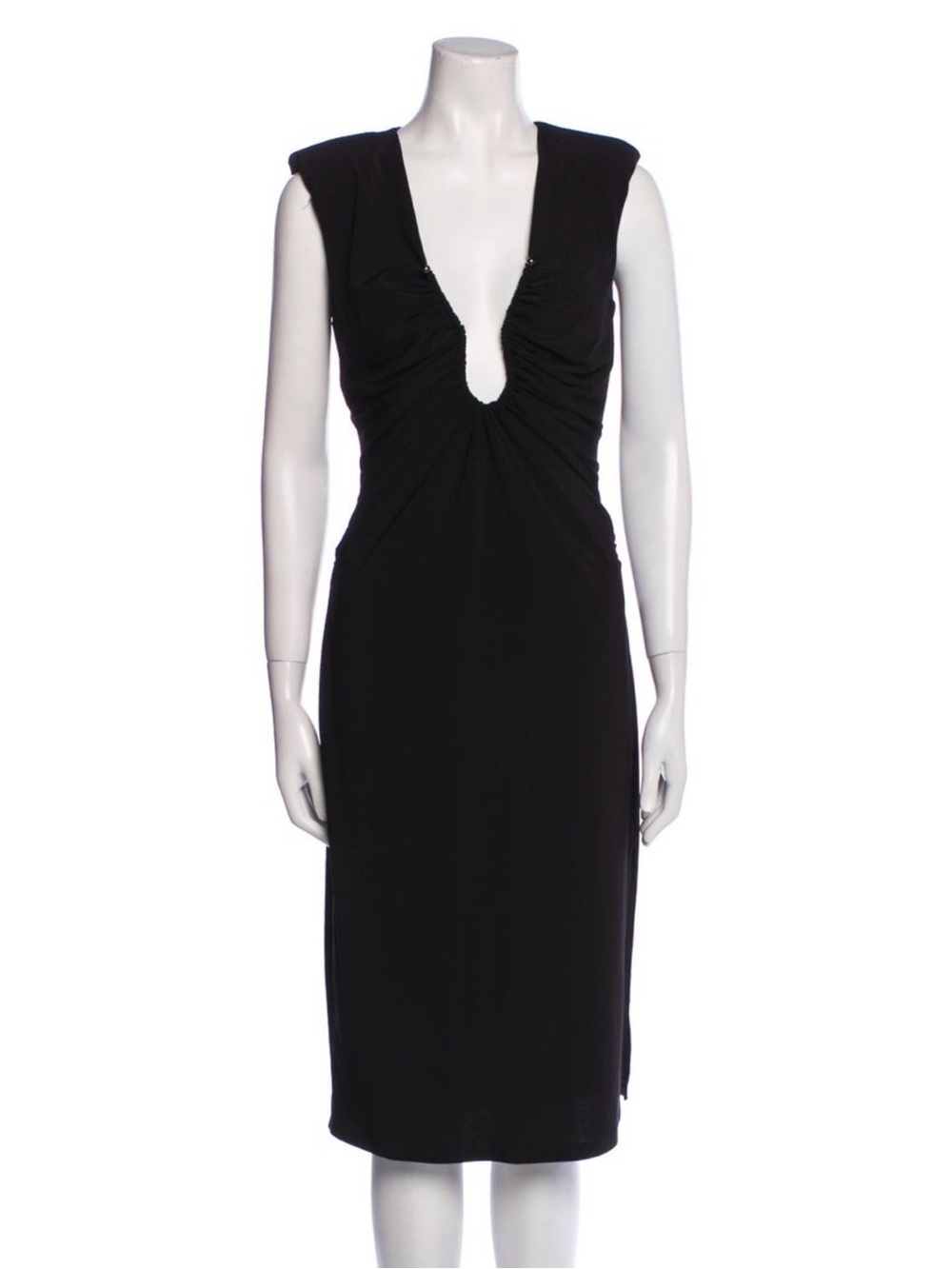 Ramy Brook Black Deep V-Neck Midi Dress sz 4